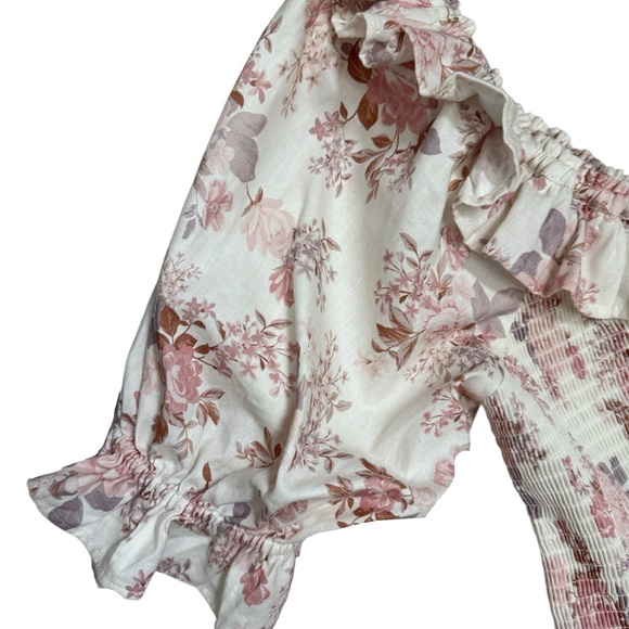 Tullabee Floral Smocked Midi Dress Cottagecore Meadow Romance Size M - Picture 6 of 12